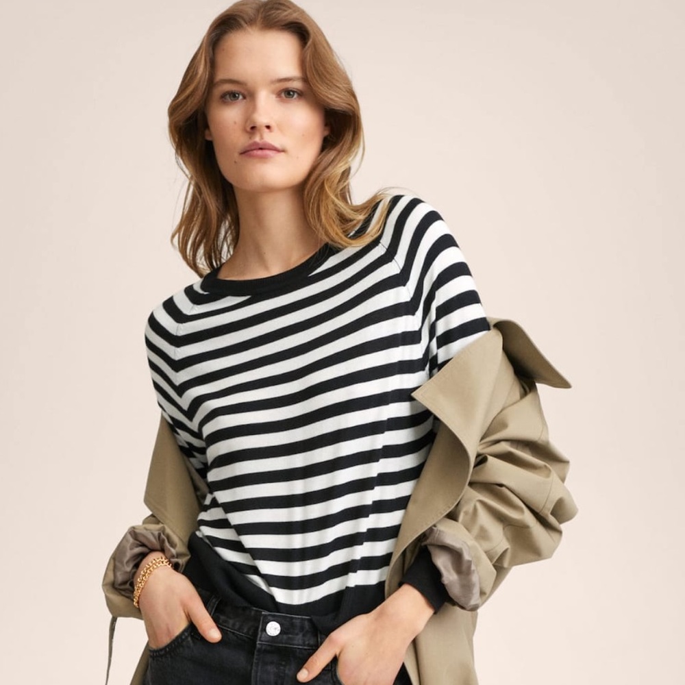 Mango Striped Knit Sweater